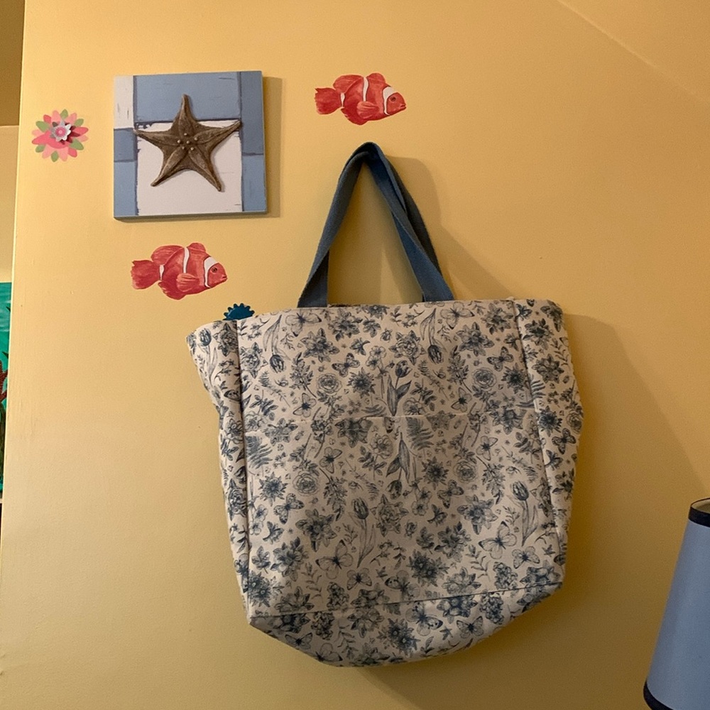 Large Flower and Butterfly Tote